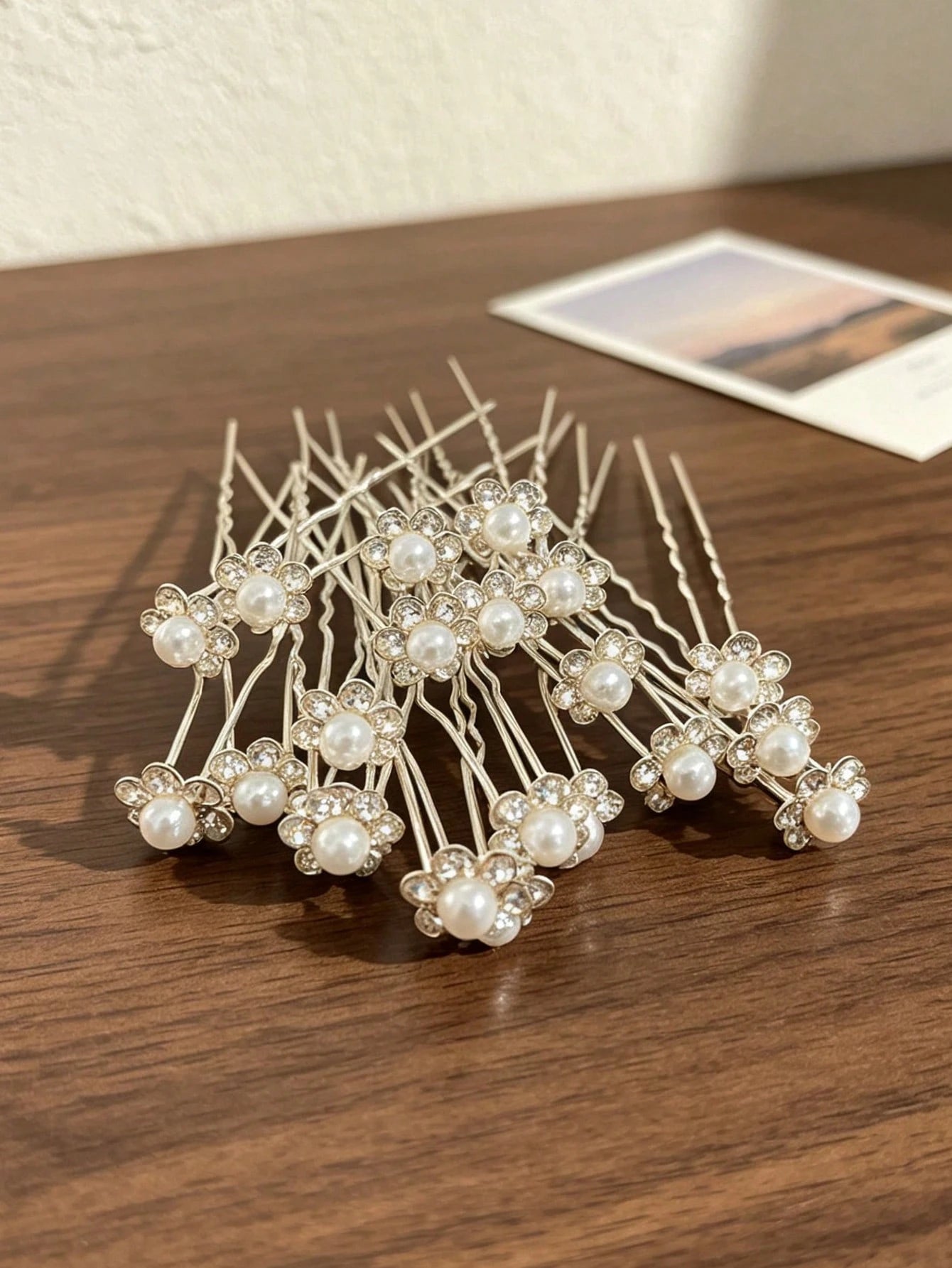 20pc Rhinestone Pearl Flower Hair Pins