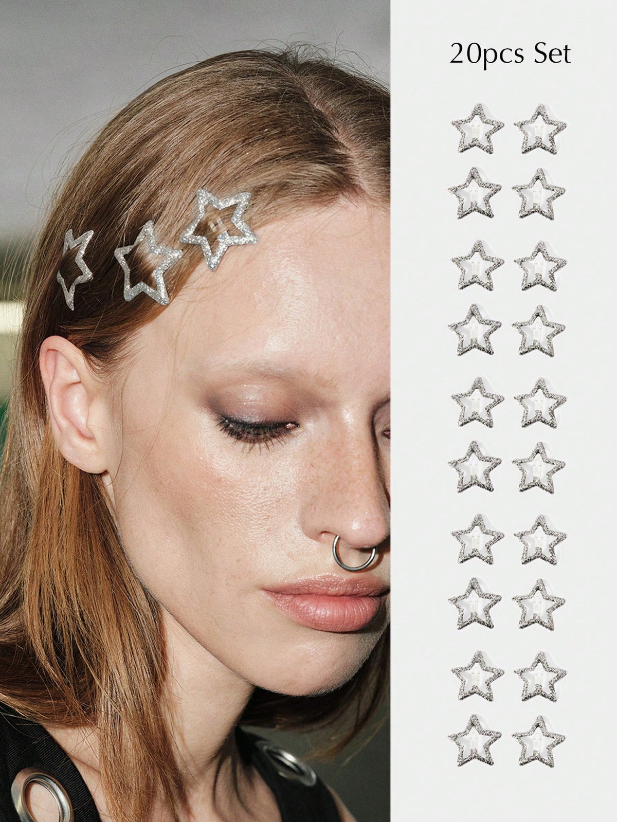 20pcs Women Glowing Silver Star Hair Clips - www.thetreasurebox.me