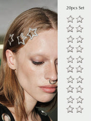 20pcs Women Glowing Silver Star Hair Clips - www.thetreasurebox.me