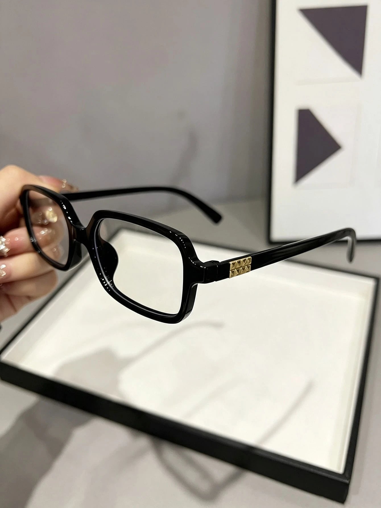 Casual Rectangular Frame Decorative Glasses