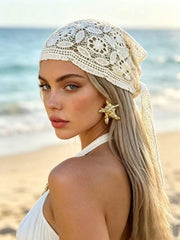 1pc Floral Lace Scarf Headscarf Set
