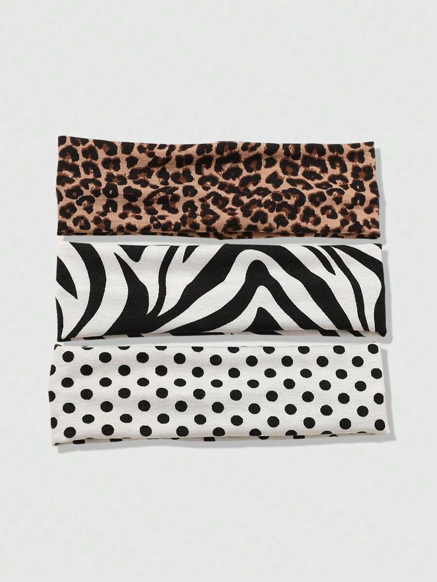 3pc Kawaii Print Elastic Sweatband Set