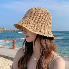 1pc Summer Straw Hat Wide Brim Beach Hat