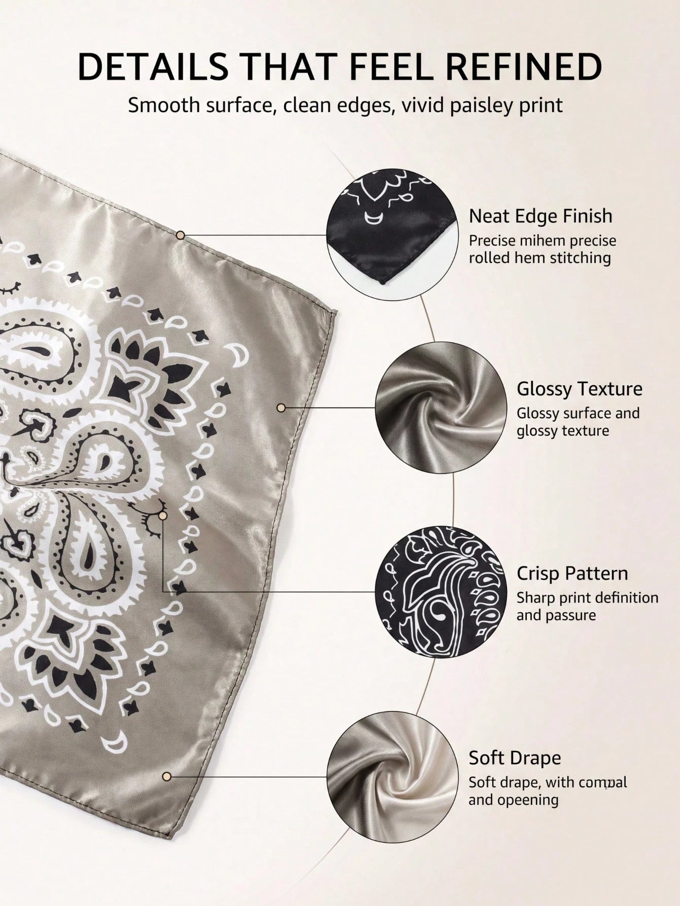 1pc Bohemian Style Paisley Dual-Color Printed Bandana
