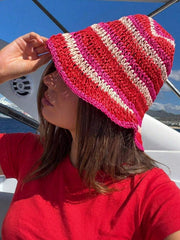 1pc Rainbow Straw Bucket Hat