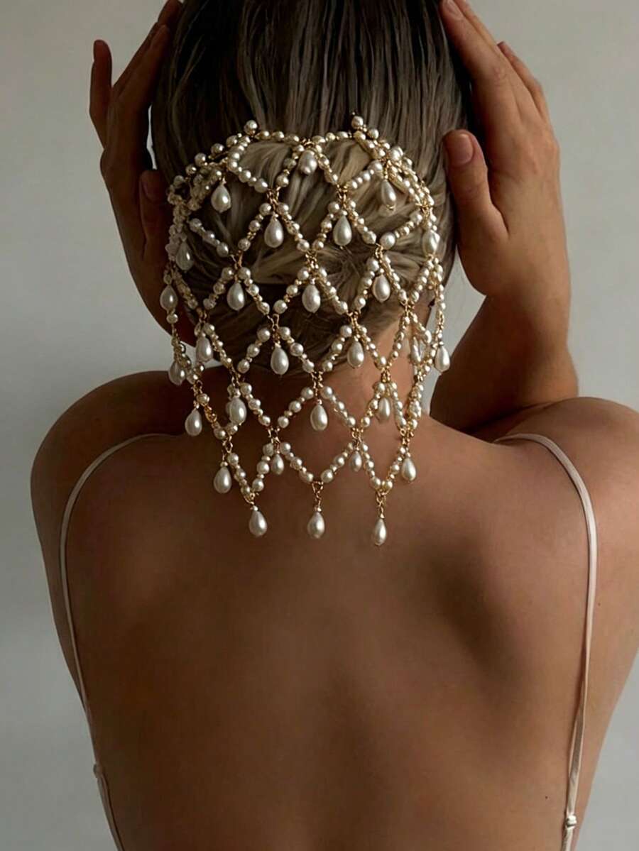 Elegant Hollow Pearl Hair Hoop Chai