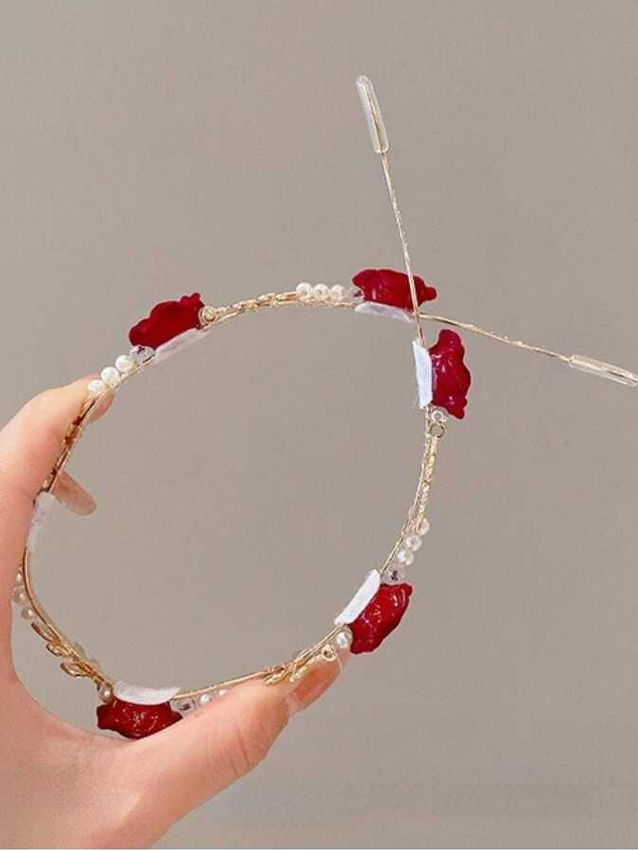 Flower & Faux Pearl Decor Headband