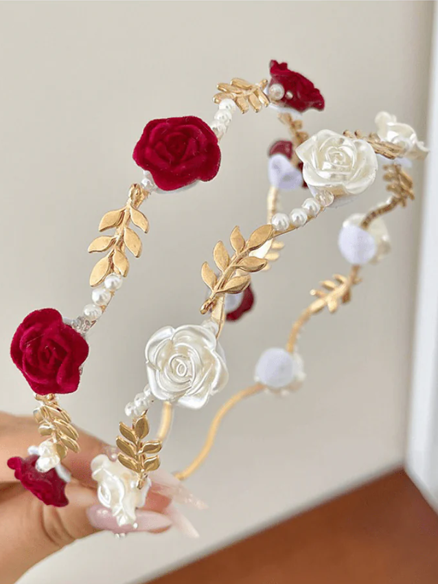 Flower & Faux Pearl Decor Headband