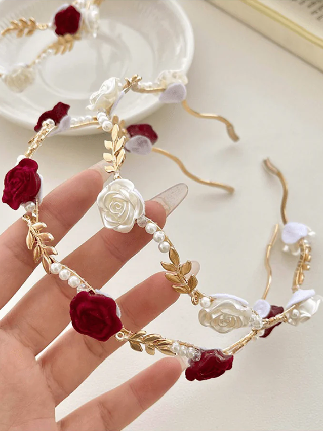 Flower & Faux Pearl Decor Headband