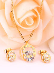 3pcs Stainless Steel Zircon Jewelry Set