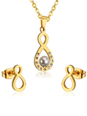 Apeiron Zircon Decor Pendant & Stud Earrings Set