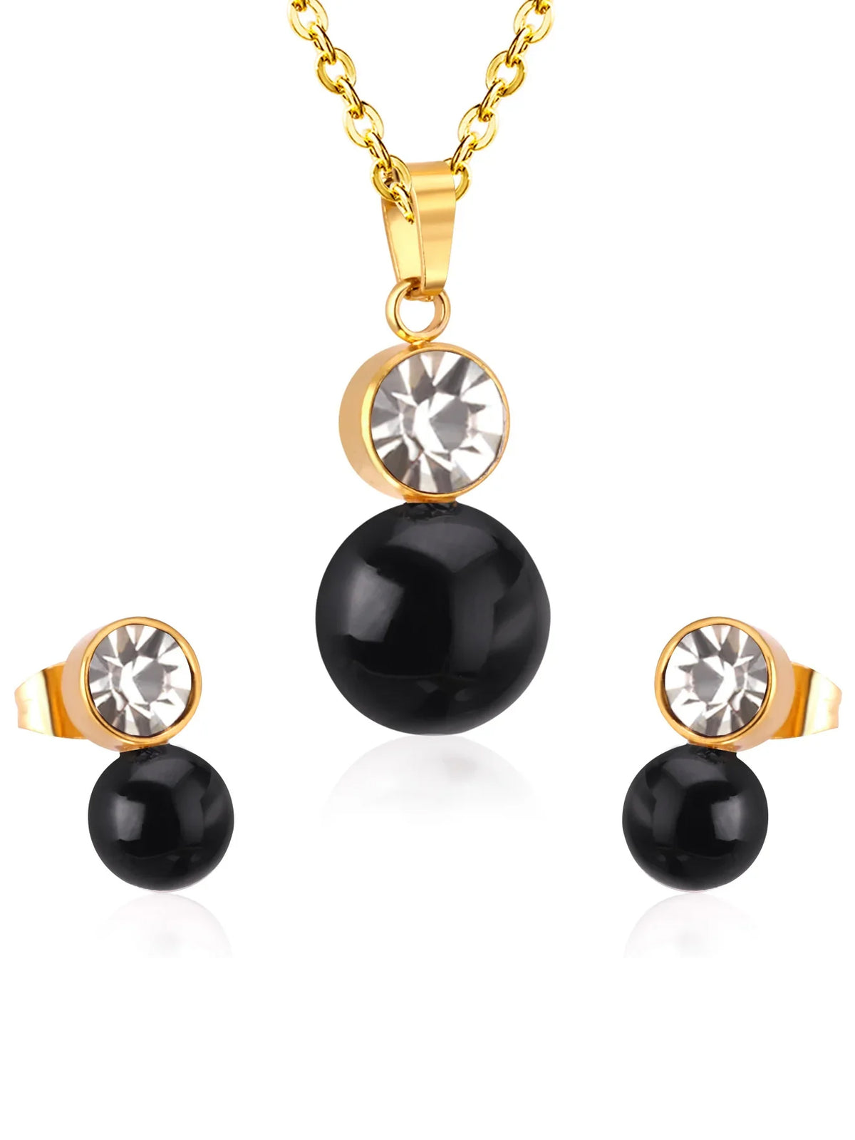 Hex Zircon Decor Necklace & Stud Earring Set - FD ⚡