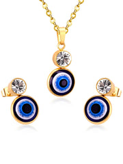 Jinx Zircon Decor Necklace & Stud Earrings Set - FD ⚡