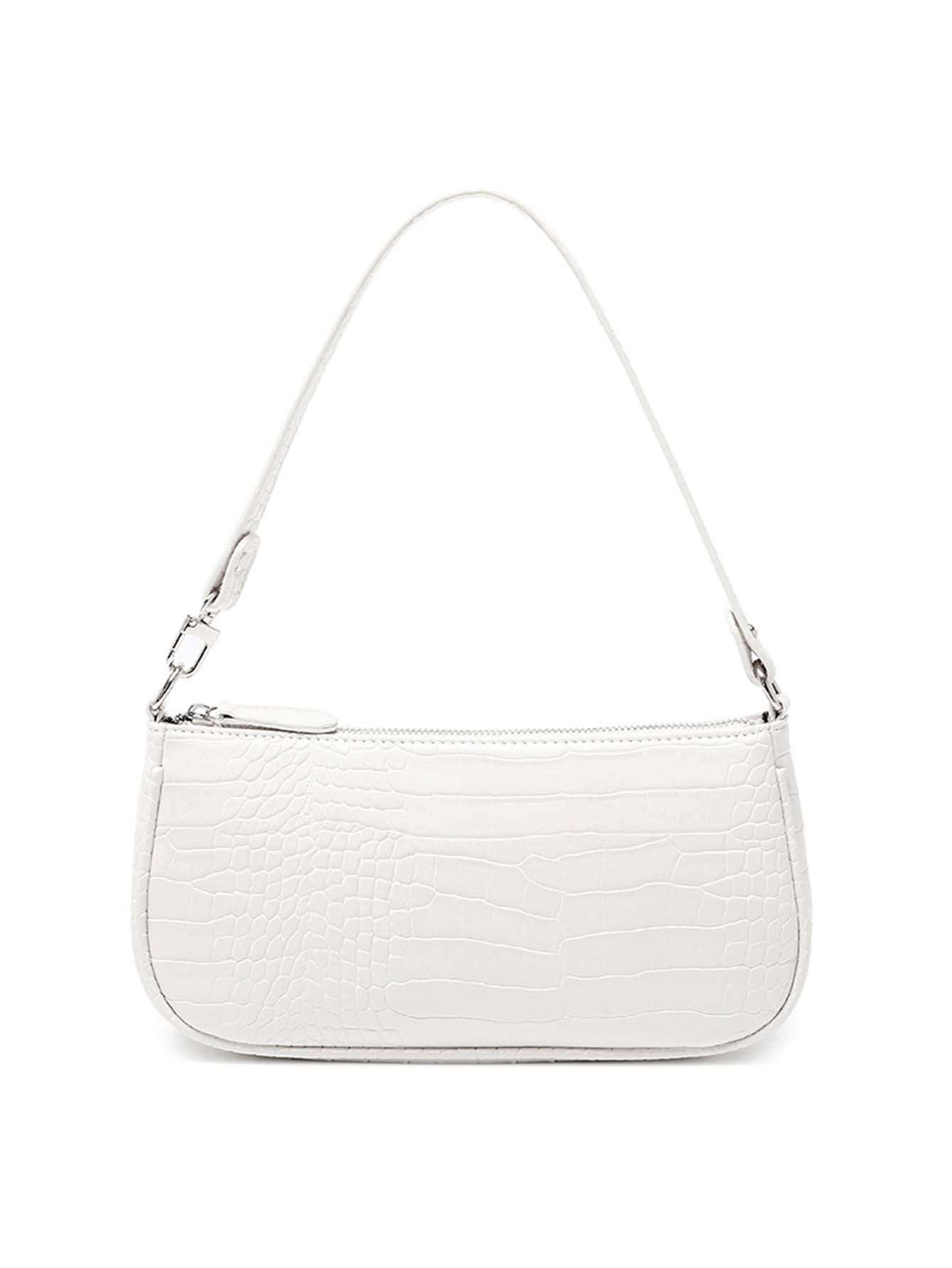 Croc Embossed Baguette Bag - White - FD ⚡