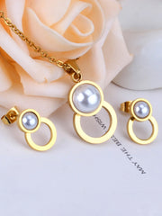 Moonlight Pearl Decor Necklace & Stud Earrings Set - FD ⚡
