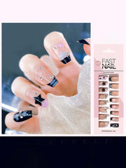 24pcs Printed Fake Nail & 1pc Tape - FD ⚡