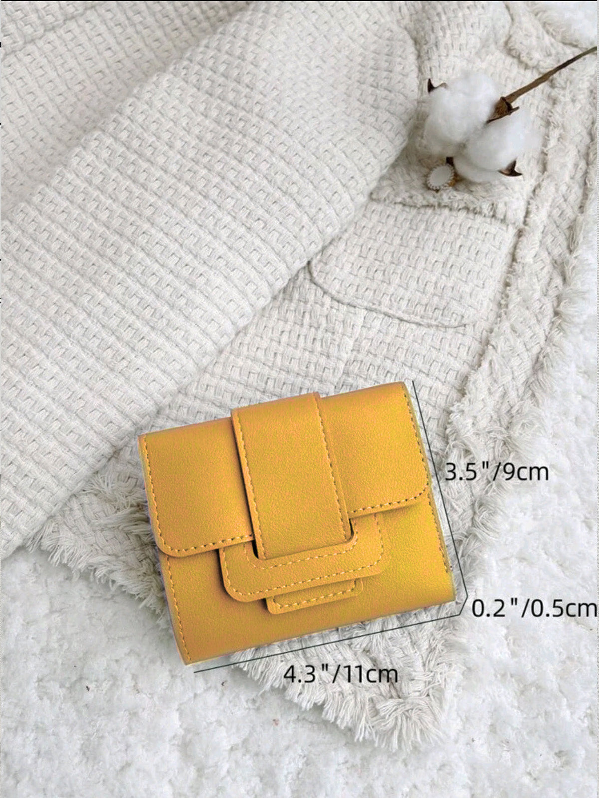 Snap Button Fold Over PU Wallet - Mustard - FD ⚡