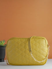 Minimalist Quilted Pattern Crossbody Bag - Mustard - FD ⚡