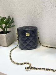 Retro Design Quilted Cylinder Bucket Bag - FD ⚡