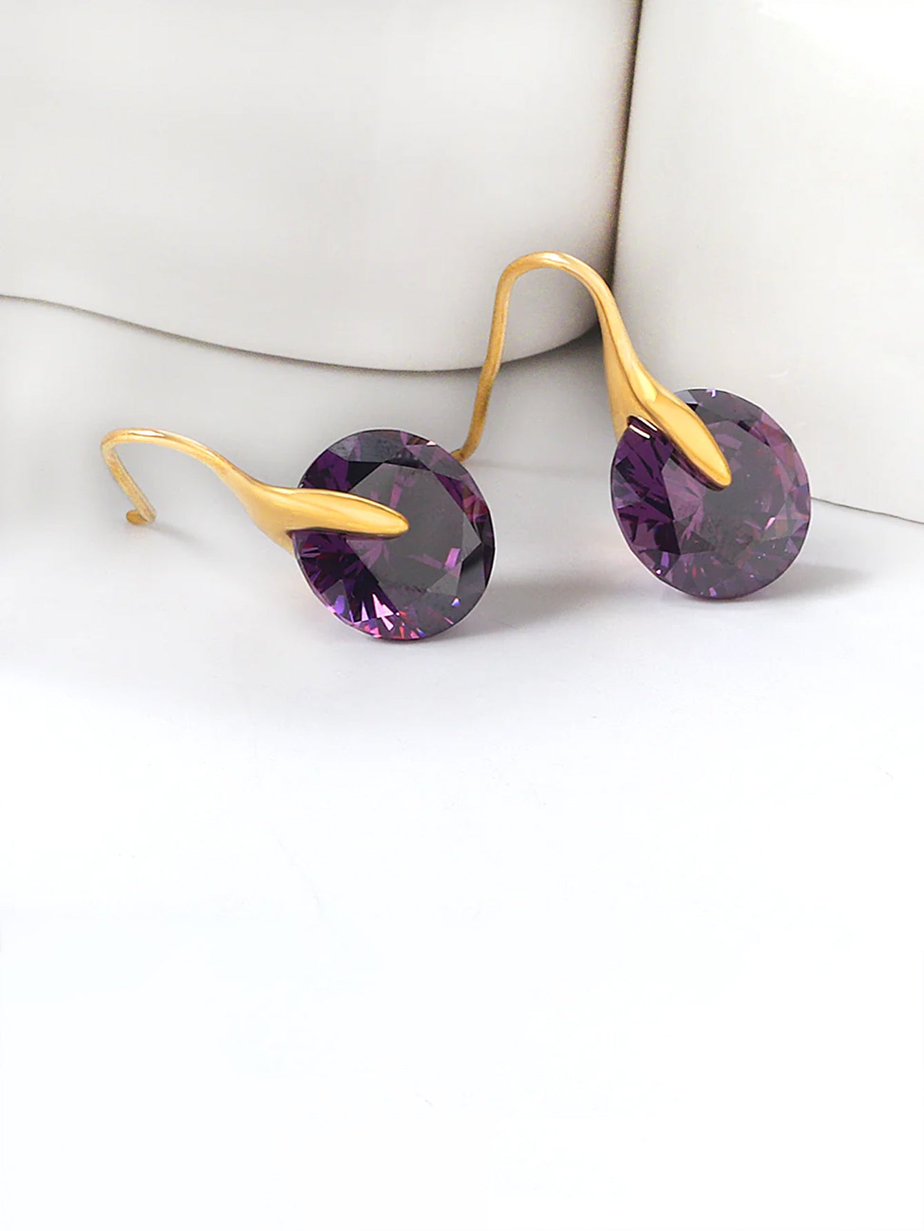 1pair Purple Zircon Decor Earrings - FD ⚡