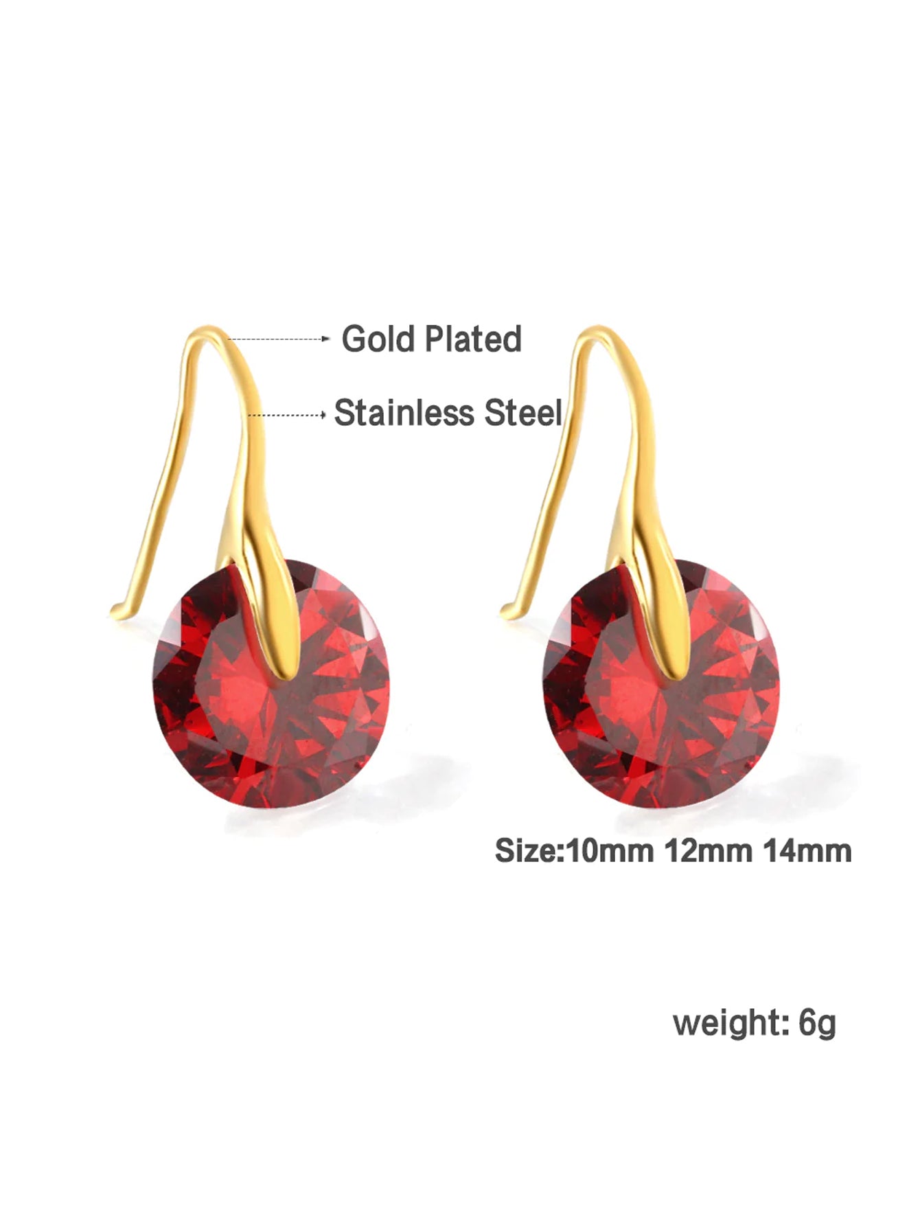 1pair Red Zirconia Decor Earrings - FD ⚡