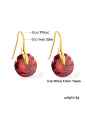1pair Red Zirconia Decor Earrings - FD ⚡