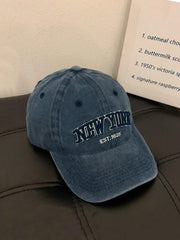 NY Washed Denim Baseball Cap - Navy Blue