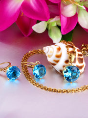 Sapphire Zircon Pendant Necklace & Earrings Set - FD ⚡