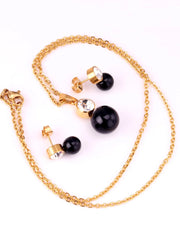 Hex Zircon Decor Necklace & Stud Earring Set - FD ⚡