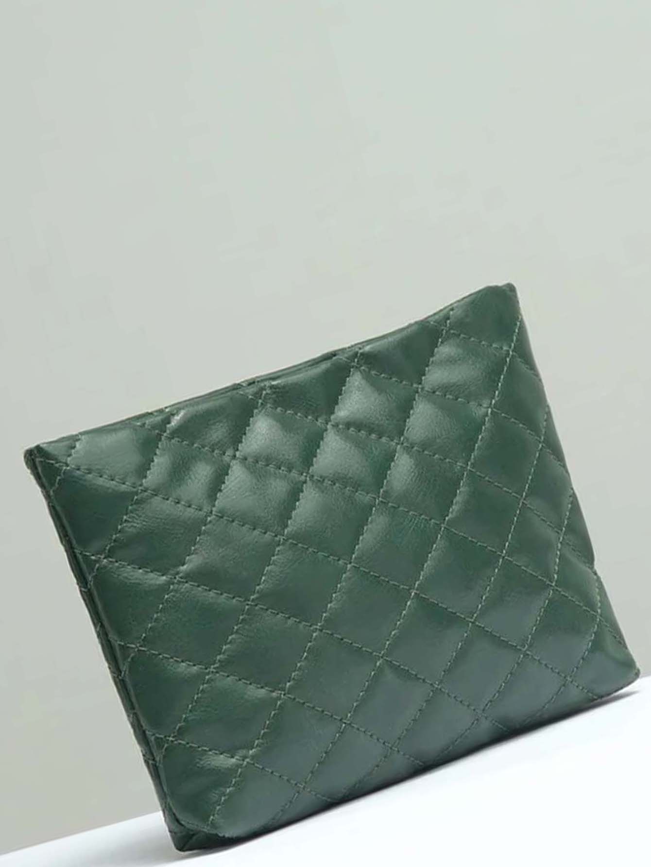 Stitch Detail Chain Square Bag - Green - FD ⚡