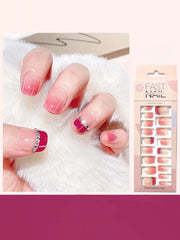 24pcs Multicolor Fake Nail & 1pc Tape - FD ⚡