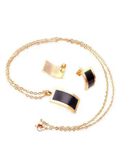 Curved geometric necklace and earring set