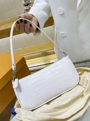 Croc Embossed Baguette Bag - White - FD ⚡