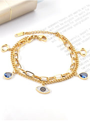 Stainless Steel Eye Zircon Snake Chain Bracelet - FD ⚡