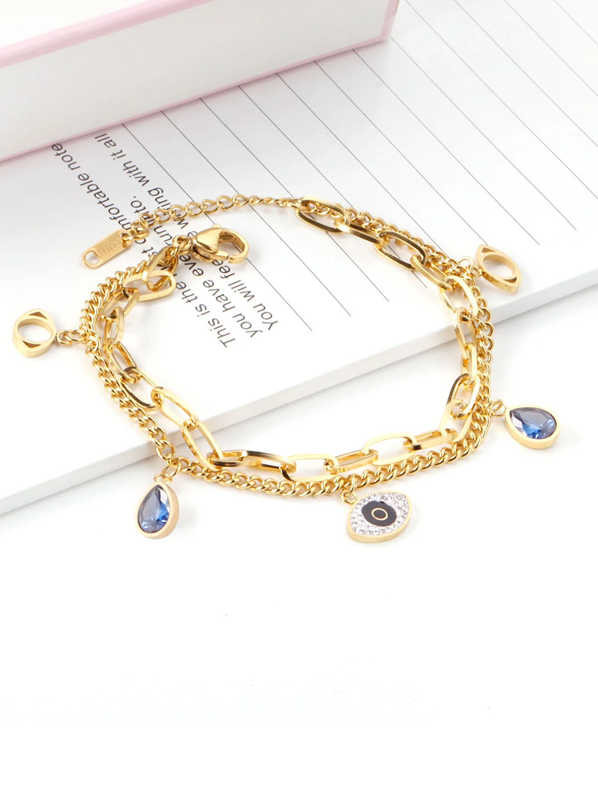 Stainless Steel Eye Zircon Snake Chain Bracelet - FD ⚡