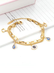 Stainless Steel Eye Zircon Snake Chain Bracelet - FD ⚡