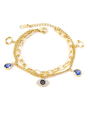 Stainless Steel Eye Zircon Snake Chain Bracelet - FD ⚡