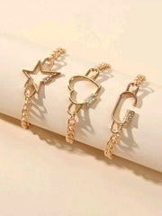 3pcs Heart Decor Chain Bracelet  - FD ⚡