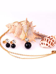 Hex Zircon Decor Necklace & Stud Earring Set - FD ⚡