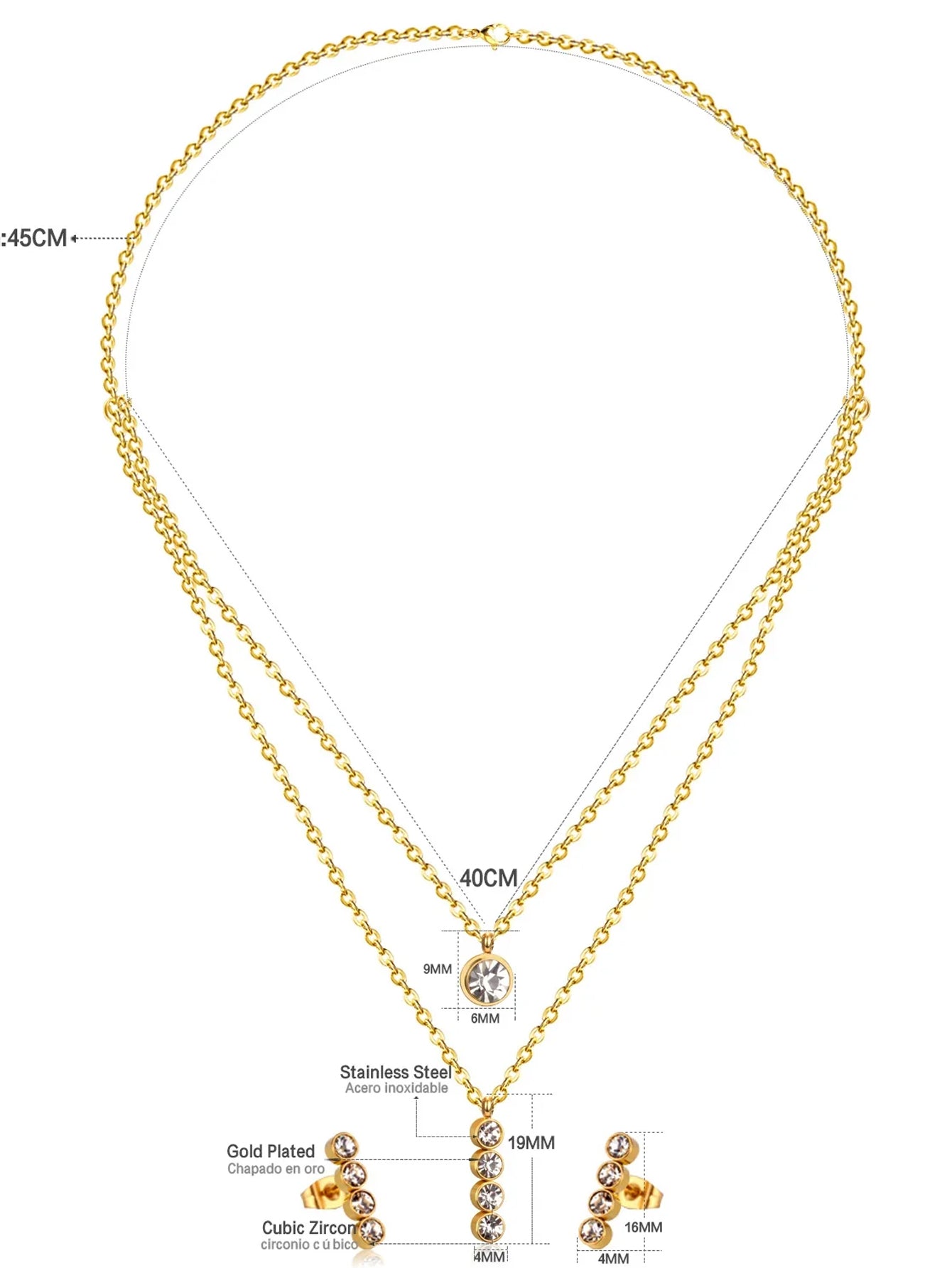 Interstellar Layered Necklace & Stud Earring Set - FD ⚡