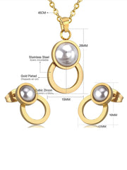Moonlight Pearl Decor Necklace & Stud Earrings Set - FD ⚡