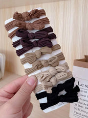 10pcs Solid Color Butterfly Decorated Elastic Hair Ties - Multicolor
