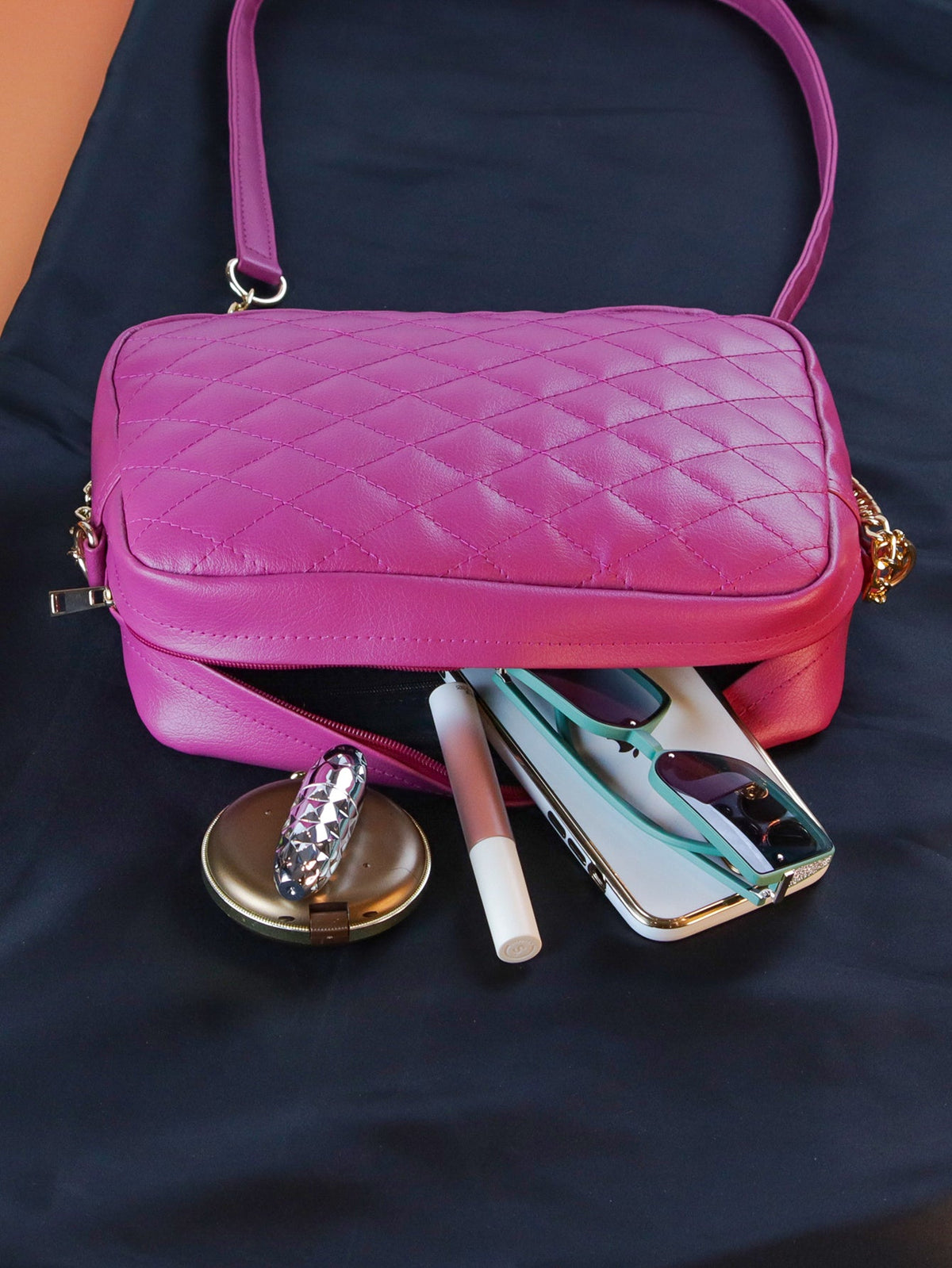 Minimalist Quilted Pattern Crossbody Bag - Pink - FD ⚡