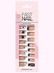 24pcs Printed Fake Nail & 1pc Tape - FD ⚡