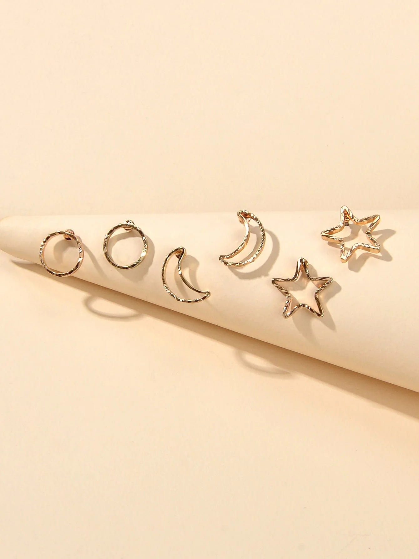 3pairs Moon & Star Design Stud Earrings - FD ⚡