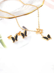 3pcs Butterfly Earring Necklace Stainless Steel Jewelry set  - FD ⚡