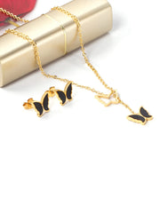 3pcs Butterfly Earring Necklace Stainless Steel Jewelry set  - FD ⚡