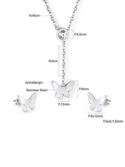 3pcs Butterfly Stainless Steel Pearl Jewelry Set - FD ⚡