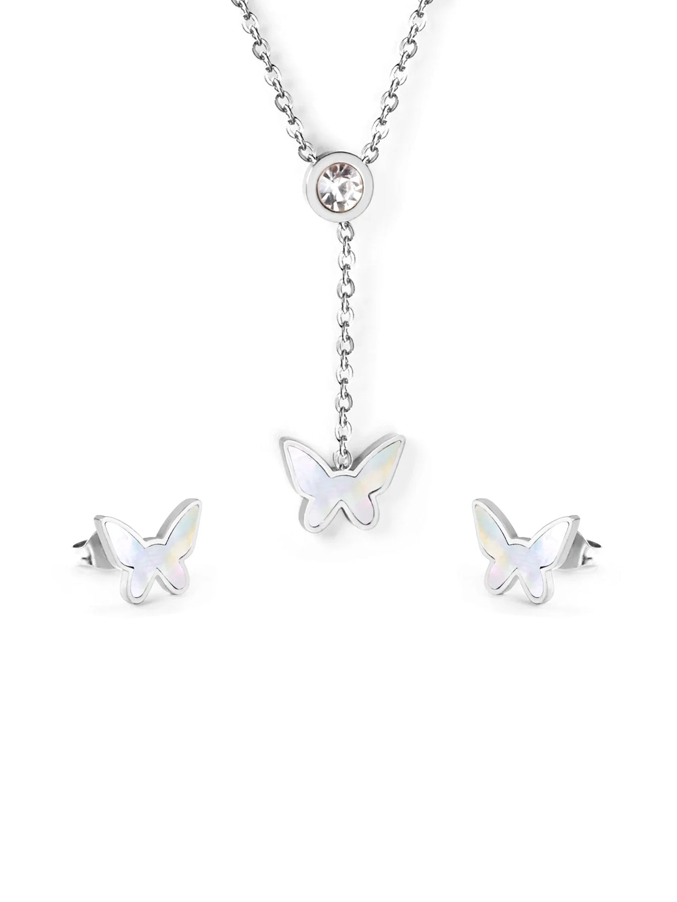 3pcs Butterfly Stainless Steel Pearl Jewelry Set - FD ⚡