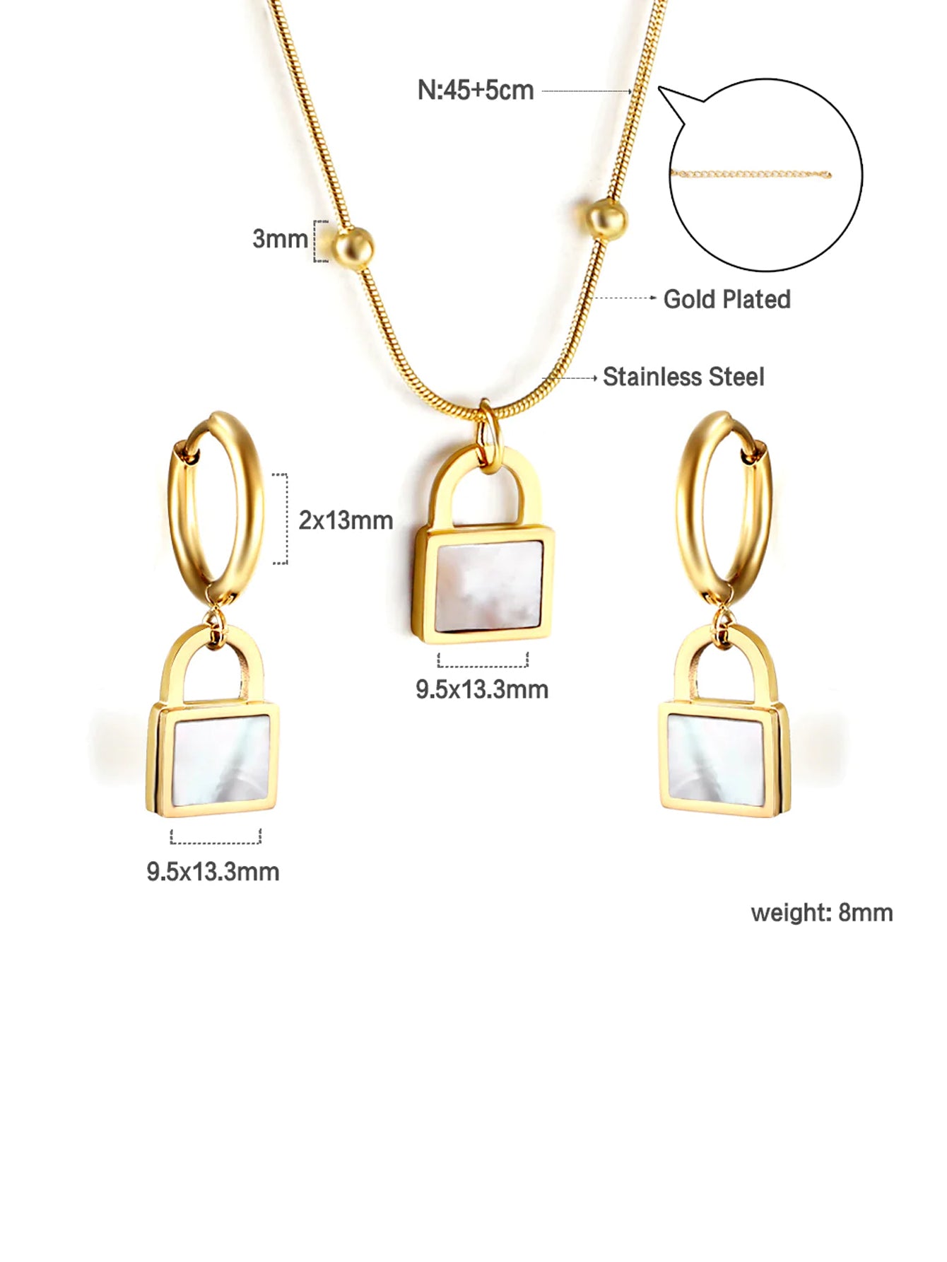 3pcs Lock Charm Jewelry Set - FD ⚡